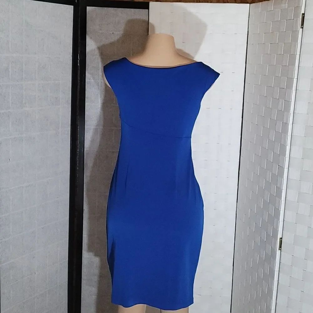 DRESS BARN SLEEVELESS RUCHED DETAILS ROUND NECKLINE SHEATH DRESS - Picture 6 of 14